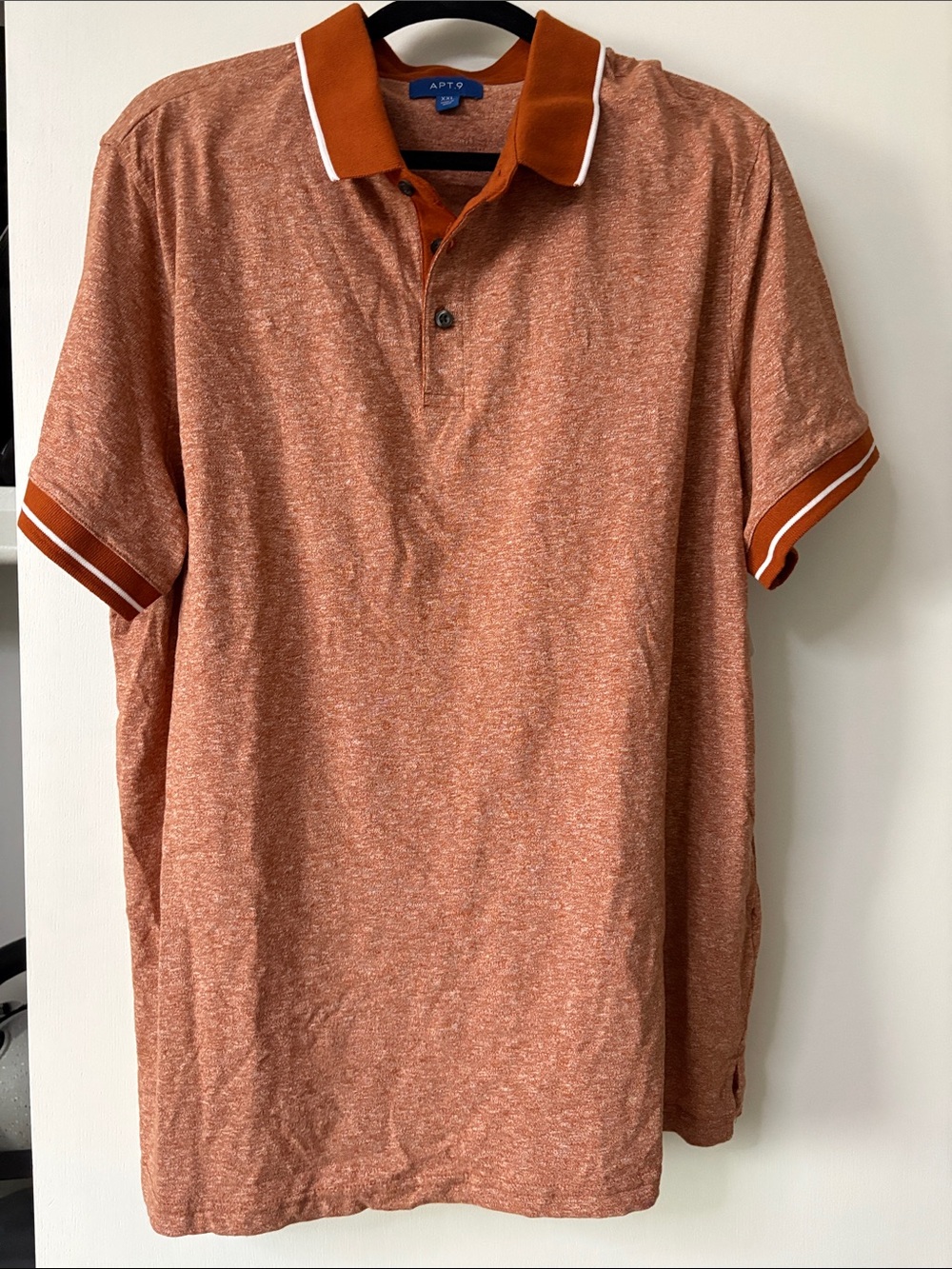 Apt. 9 Men's Heathered Orange Polo with Contrast Trim